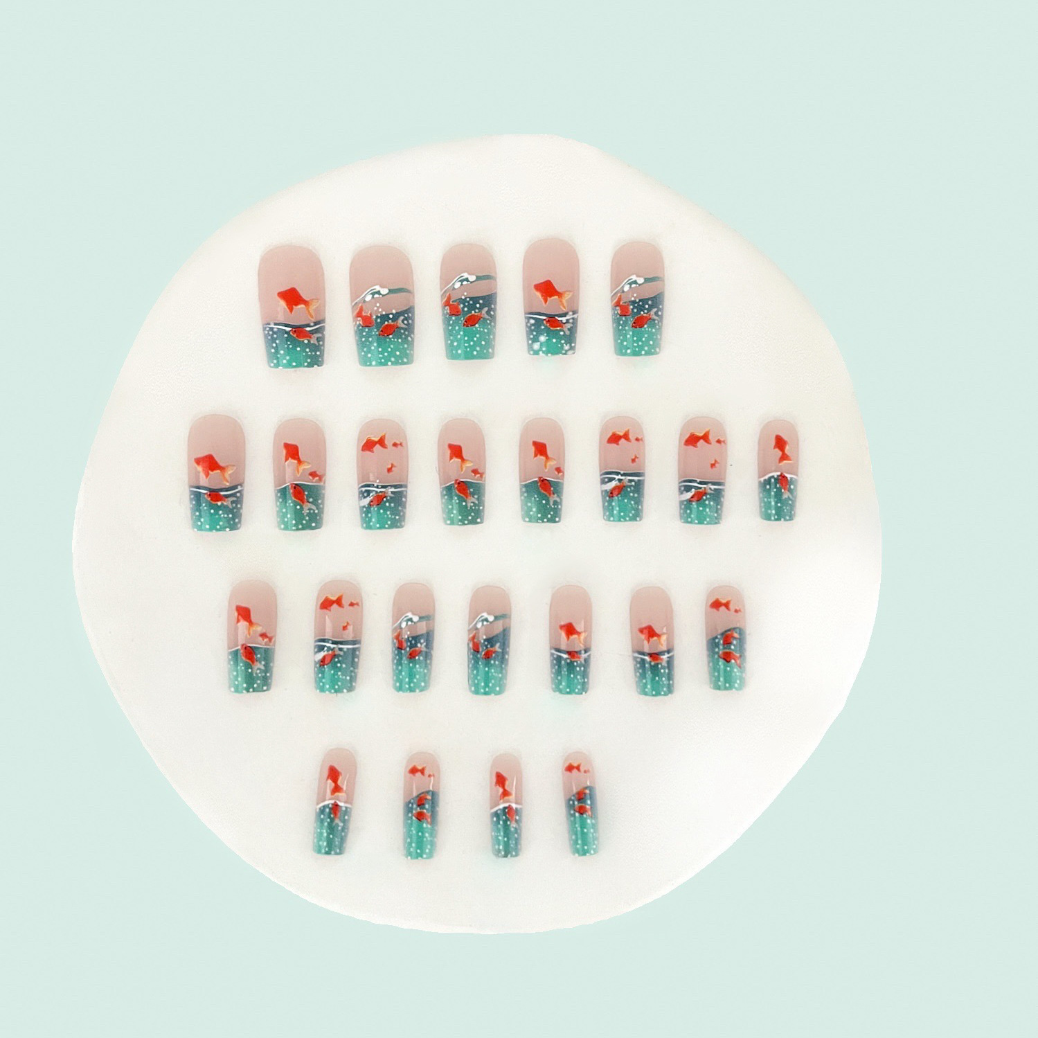 Mid-square Blue Glaze Goldfish Wear Armor 24 Pieces Removable