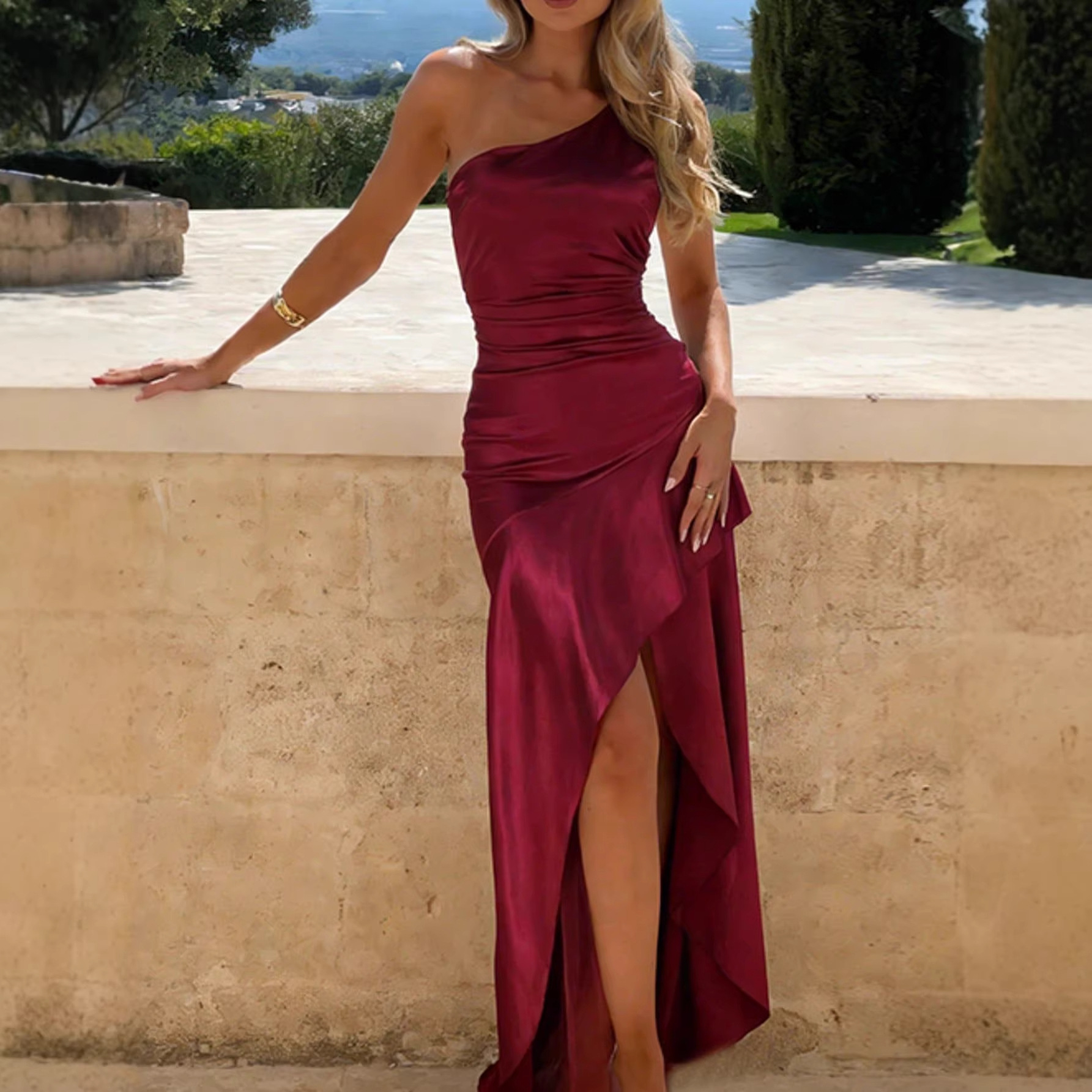 Women's Elegant Satin Evening Gown Dress