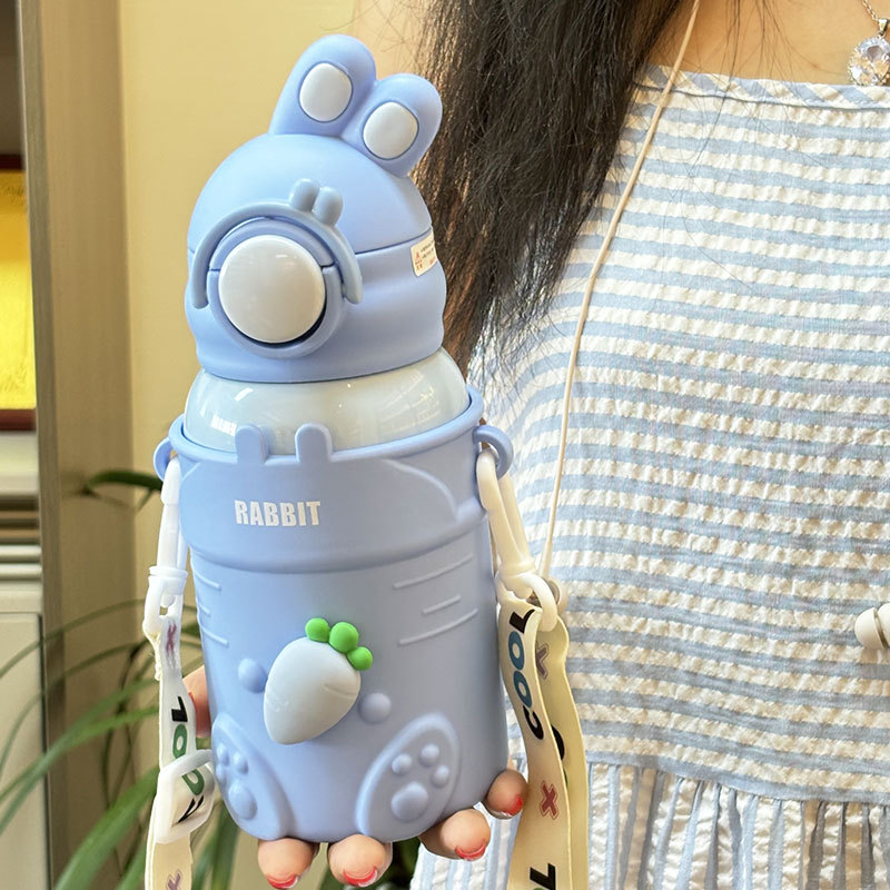Cartoon Warm Bouncing Children's Straw Thermos Cup