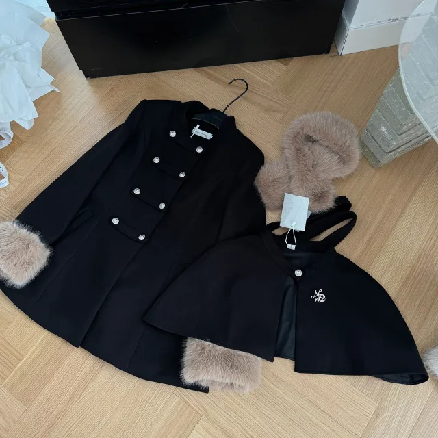 Women's Ring Fashionable Cape Cloak Wool Coat Black Cloak - Shop at LoveMi