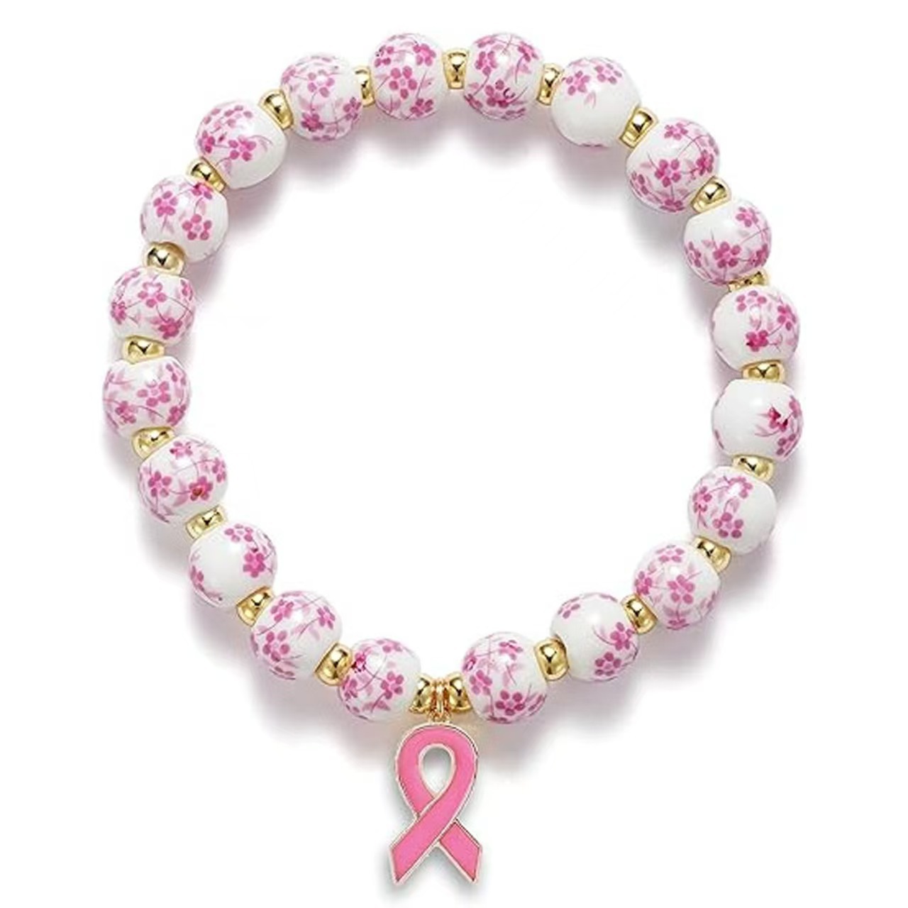 Womens Porcelain Floral Blue-and-White Ceramic Bracelet