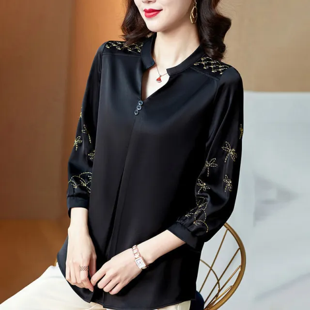 Women's Thin Short Sleeve Western Style Chiffon Shirt Black - Shop at LoveMi