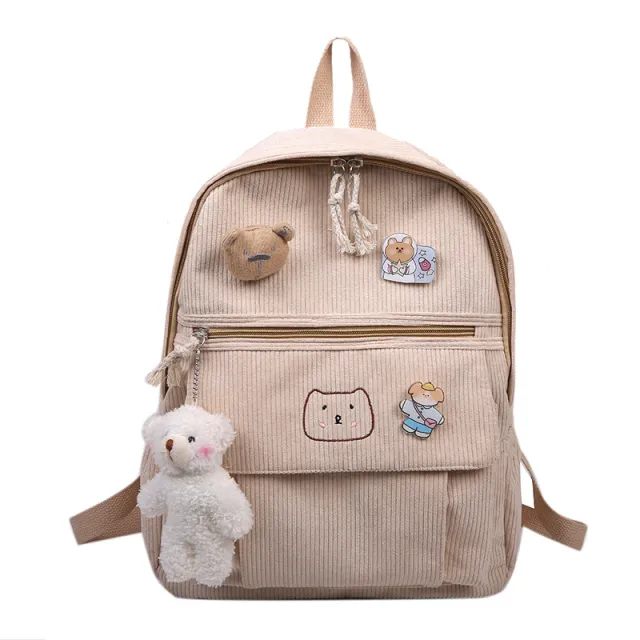 High School And College Student Corduroy All match Corduroy Backpack White - Shop at LoveMi