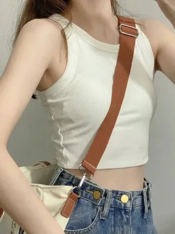 Letter Embroidery Pattern Loose All matching Pure Cotton Tops Pure Vest - Shop at LoveMi