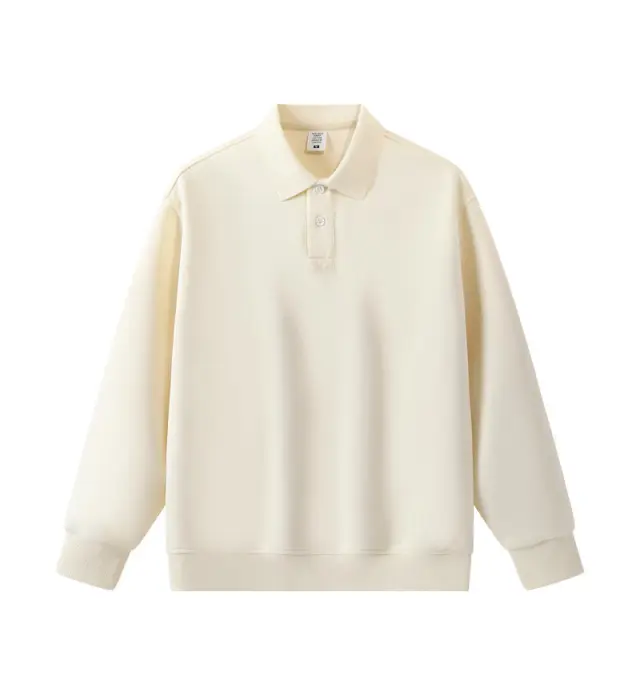 Loose Solid Color Couple Lapel Long Sleeve Mlb Deep Cream - Shop at LoveMi