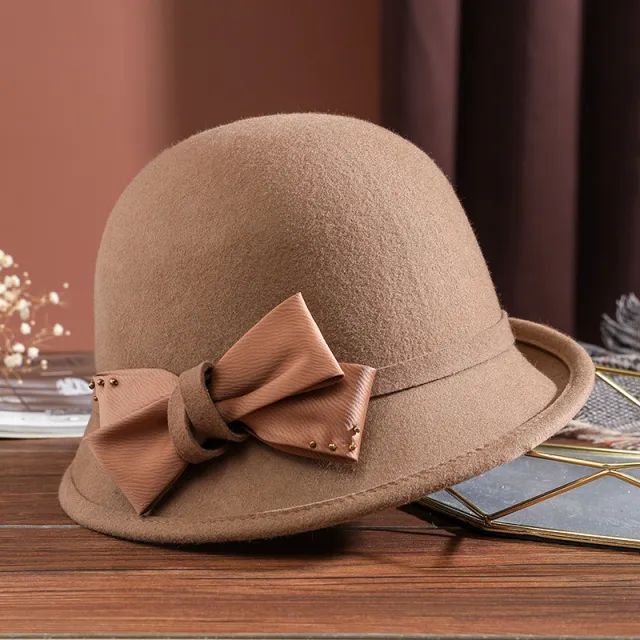 Women's Wool Top Hat Elegant Autumn And Winter Warm Camel - Shop at LoveMi