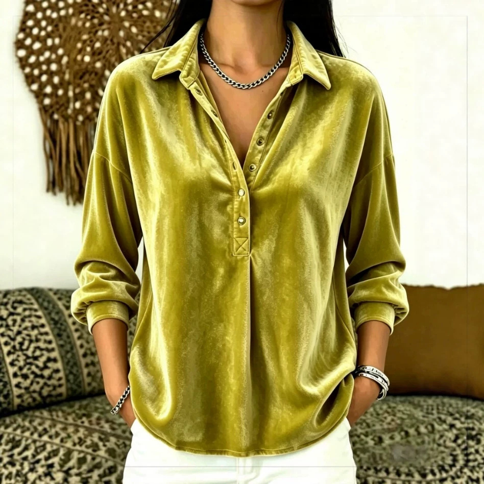 Casual Chic Womens Velvet Blazer With A Lapel Neckline