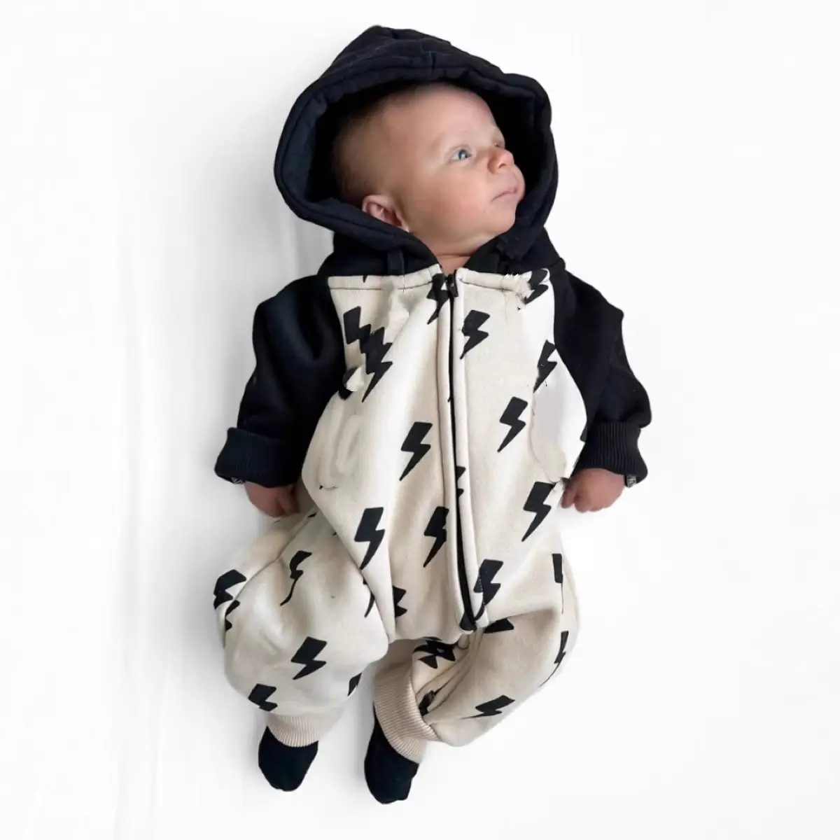 Lightning Printing Of Baby's Long Climbing Suit In Autumn And Winter