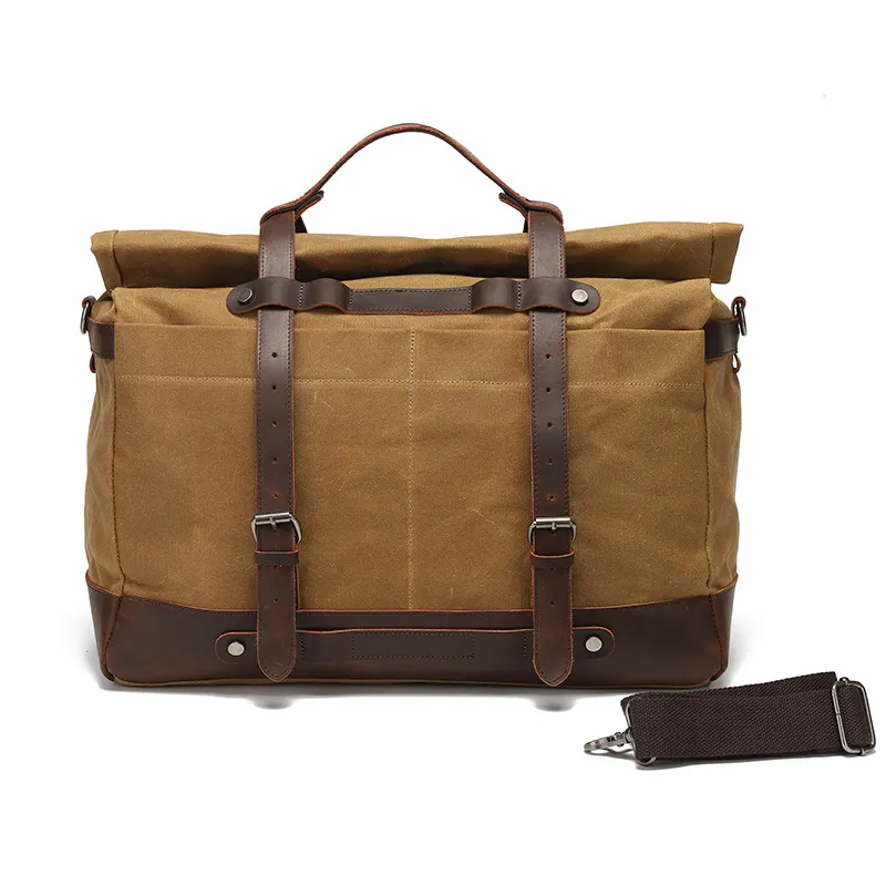 Canvas Shoulder Bag Casual Unisex Crossbody Bag - Khaki