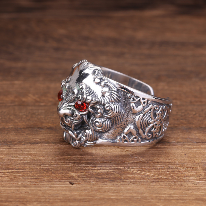 S925 Sterling Silver Jeweleries Retro Personalized Thai Silver Women's And Women's Open Ring