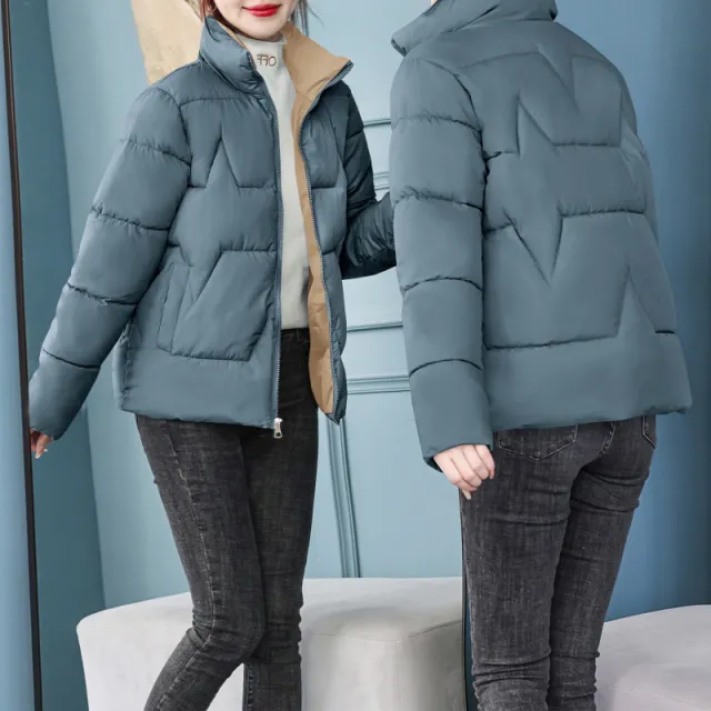 Women's Short Cotton Jacket Korean Style Gray - Shop at LoveMi