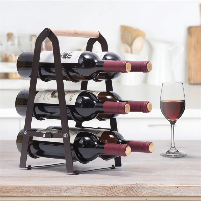 Metallic Desktop Wine Rack Storage