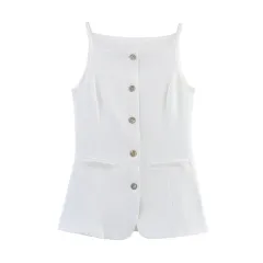Solid Color Slim Fit Slimming Spaghetti Straps Mid-length Vest - View 1