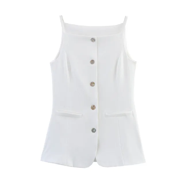 Solid Color Slim Fit Slimming Spaghetti Straps Mid length Vest - Shop at LoveMi