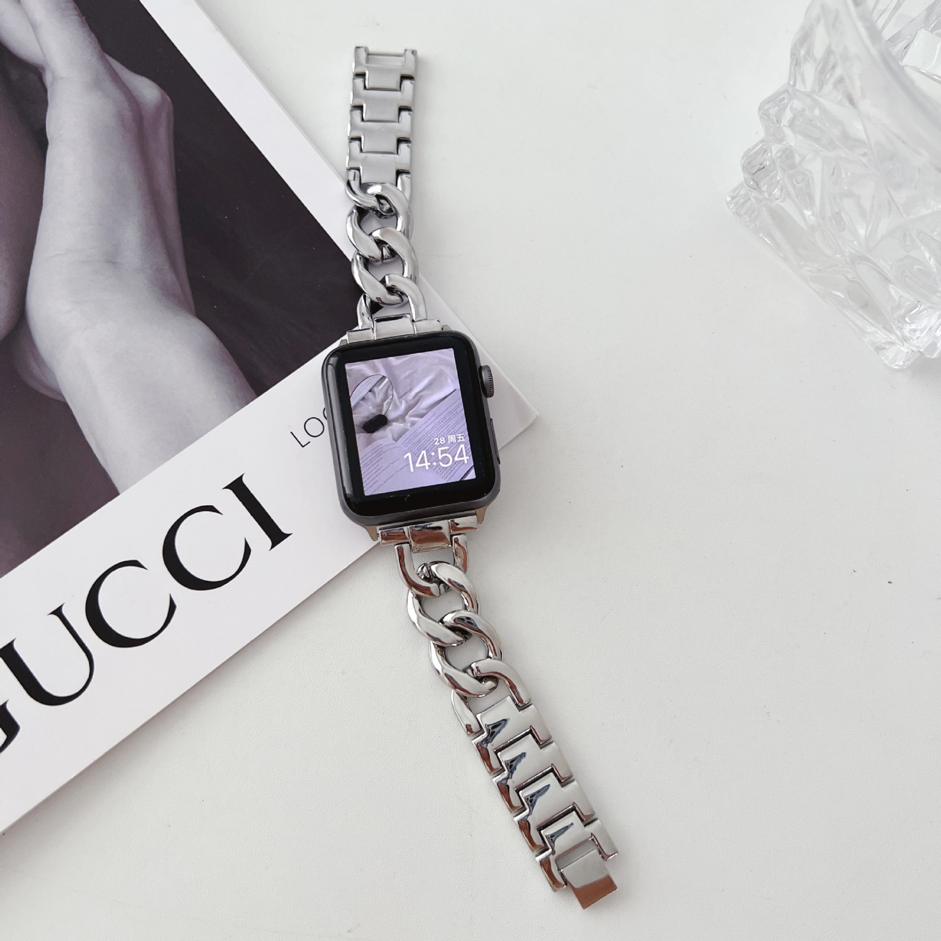 Single-row Denim Chain Metal Watch Strap 4