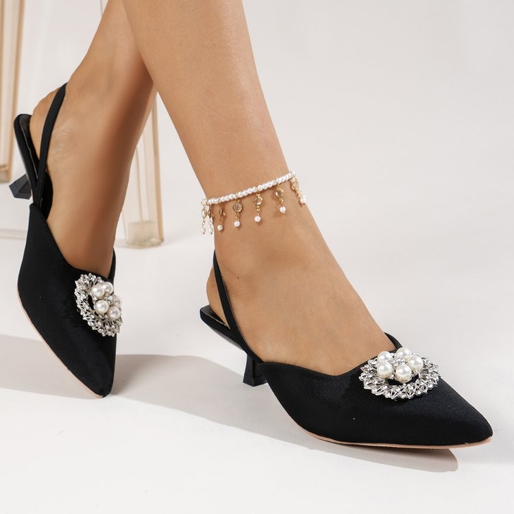 Rhinestone Pointed-Toe High-Heel Sandals, picture 4 of 6