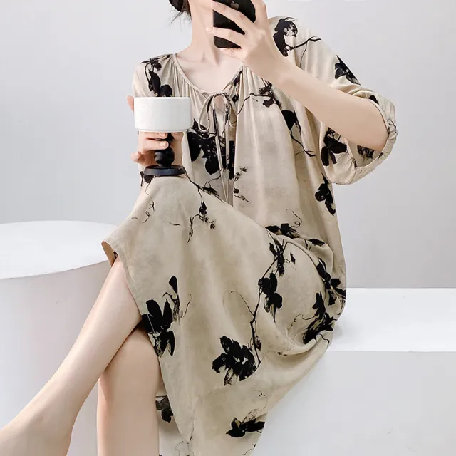 Women's Summer Casual Thin Artificial Cotton Dress Late Autumn - Shop at LoveMi