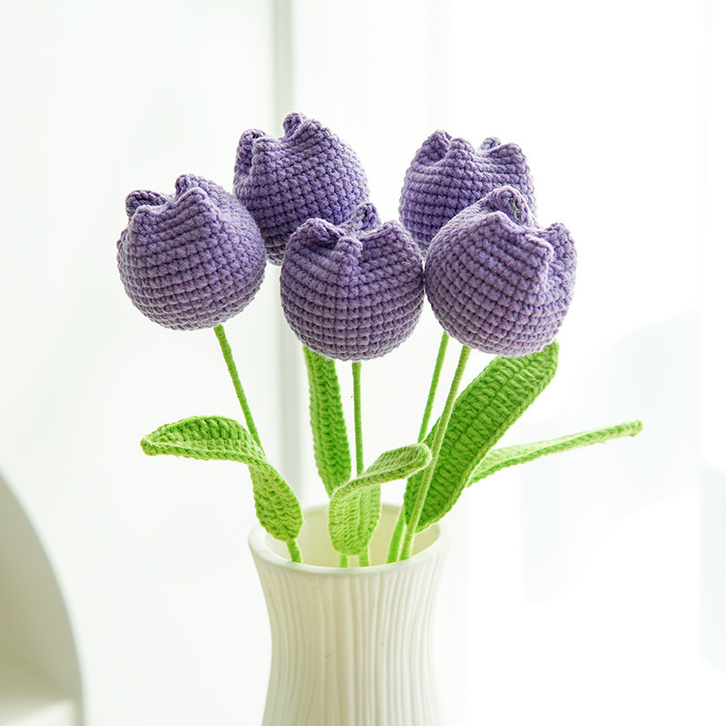 Hand-knitted Finished Yarn Bouquet Of Knitted Artificial Flowers 45