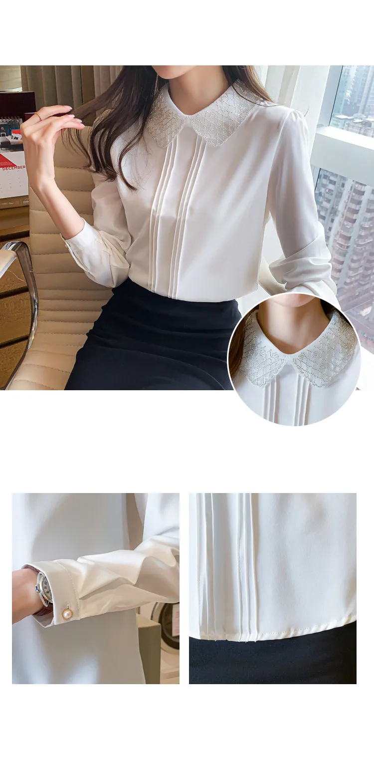 Title 8, Beaded Doll Collar Fringe Long Sleeve Shirt