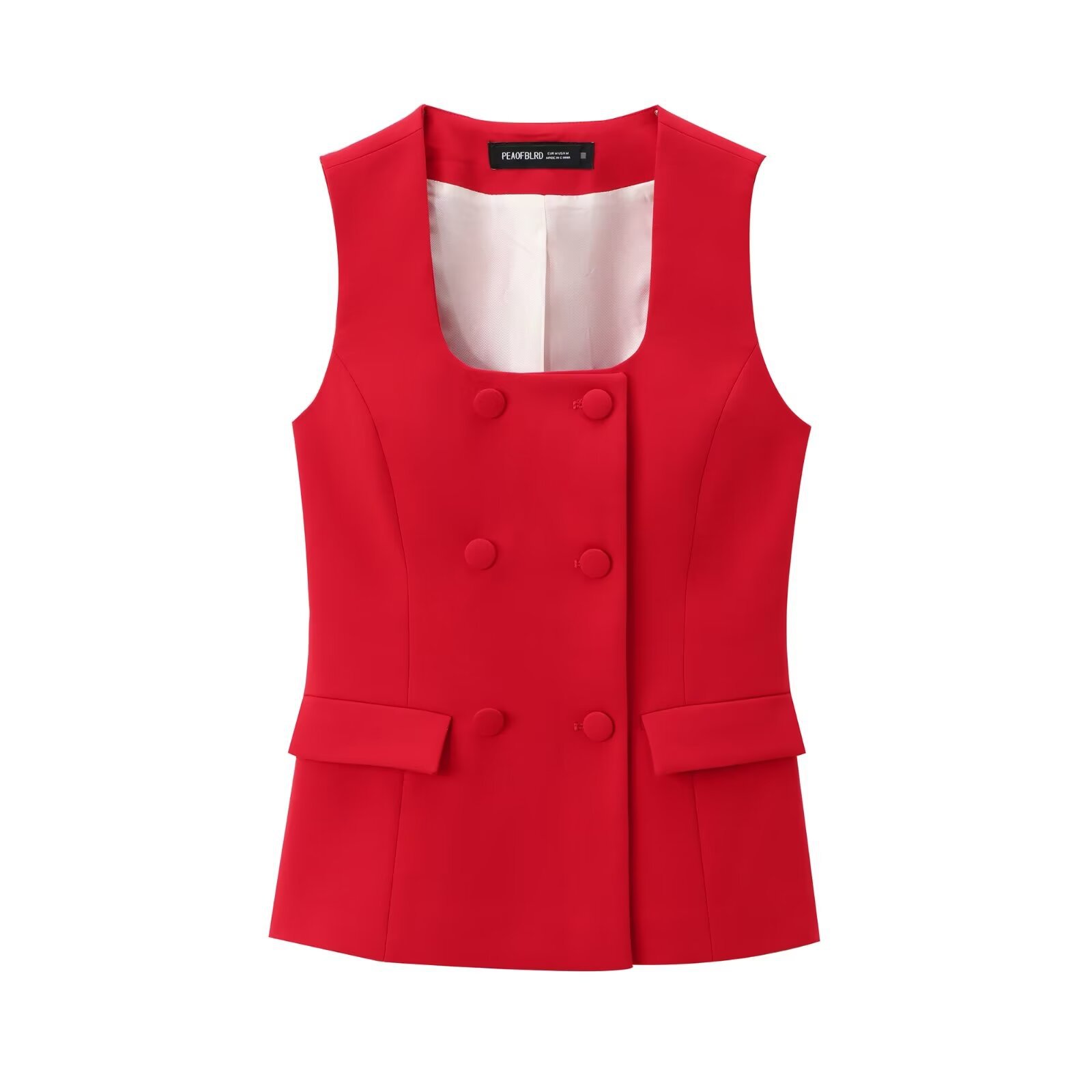 Fashion Button Decoration Vest Straight leg Pants Suit Red Vest - Shop at LoveMi