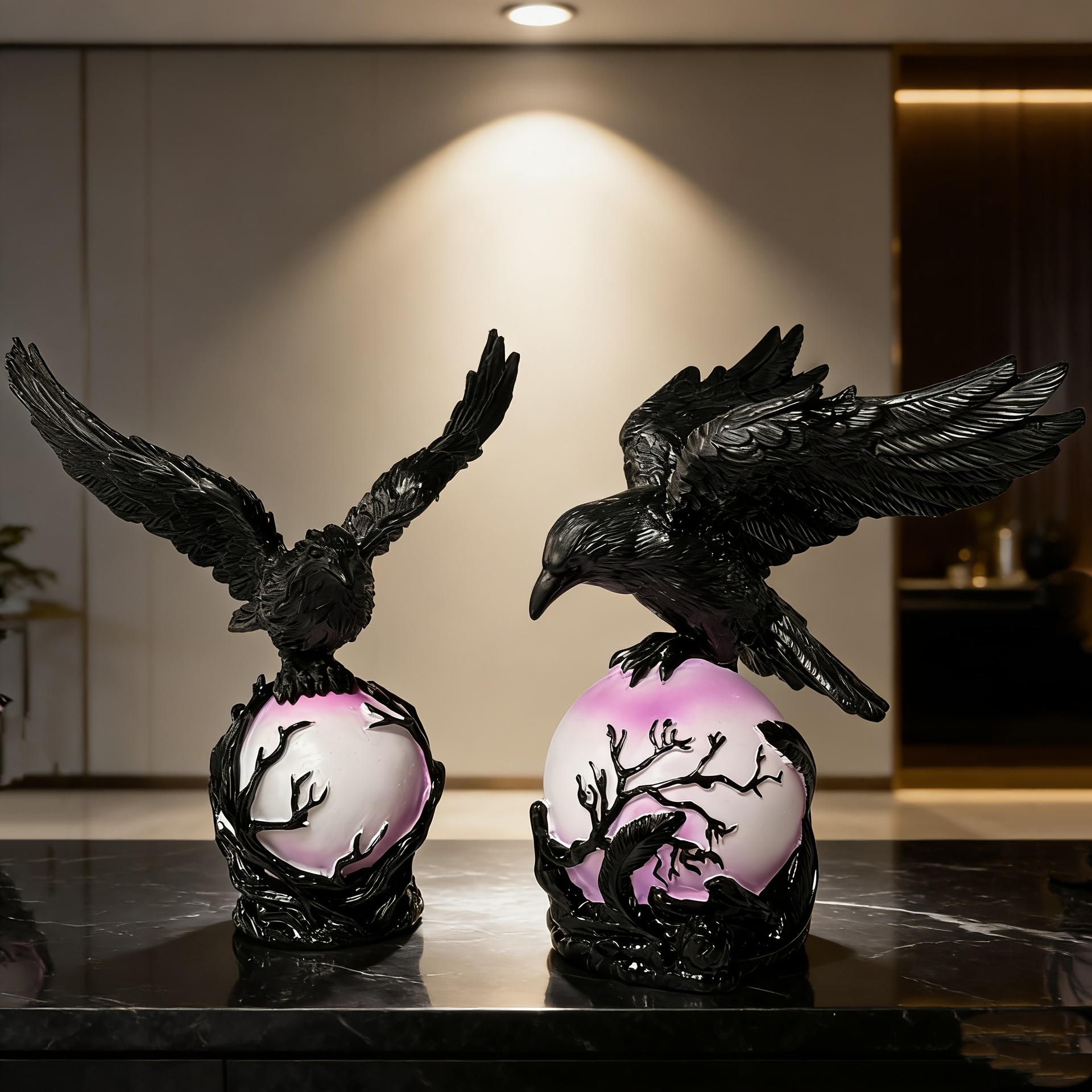 Resin sculpture raven ornament home desk decoration (head