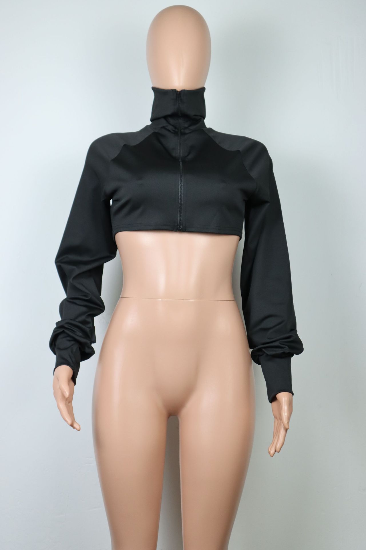 Women's Long-sleeved Turtleneck Exposed Navel Slimming