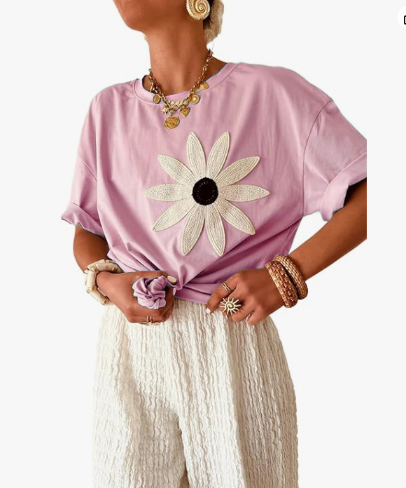 Round Neck Short sleeved Top Women's Lotus Root Color - Shop at LoveMi