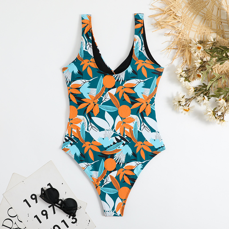 Women's High Waist Polyester Printed One-piece Bikini - Image 11