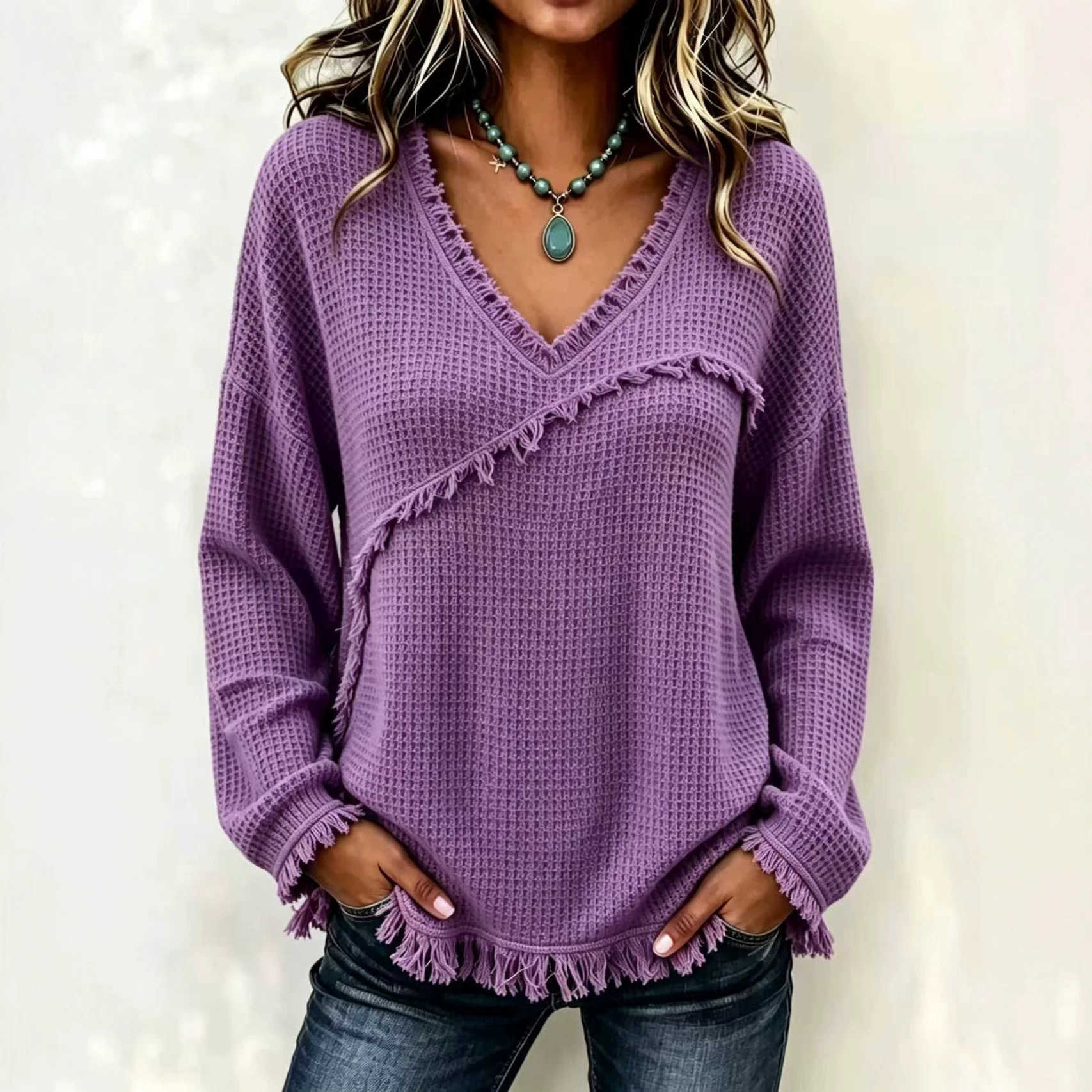 Loose V-Neck Top Shirt
