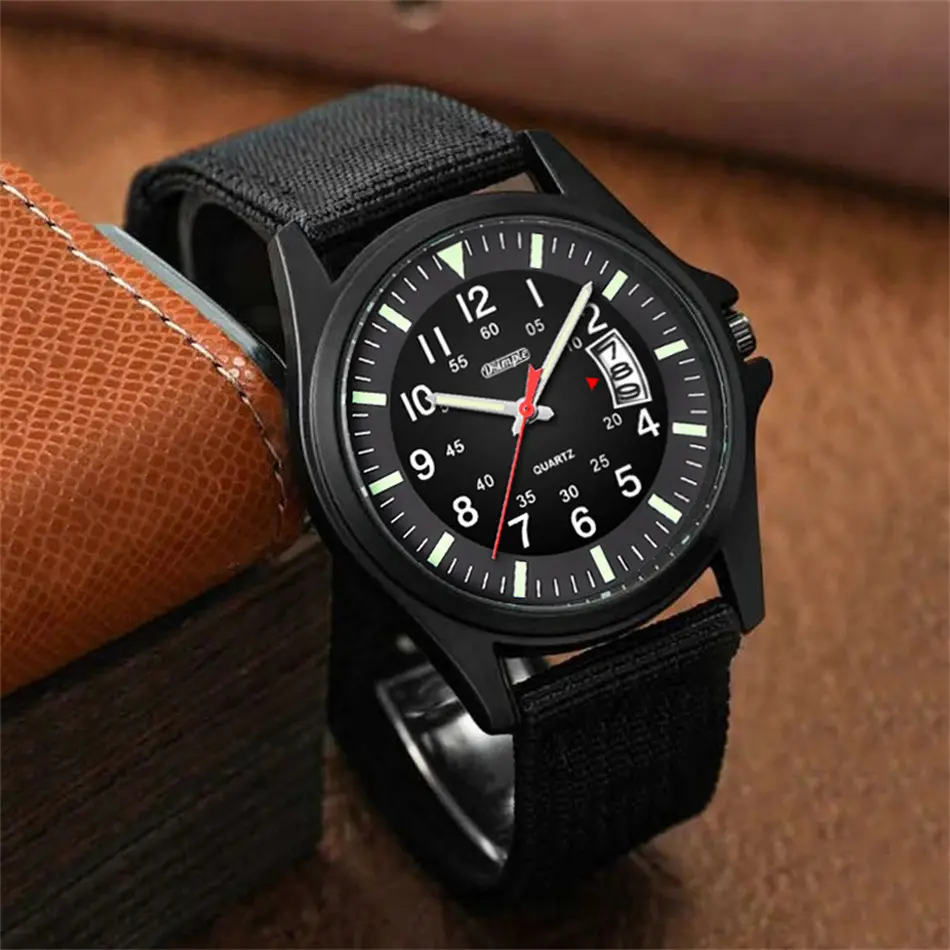 Mens Luminous Nylon-Strap Quartz Watch