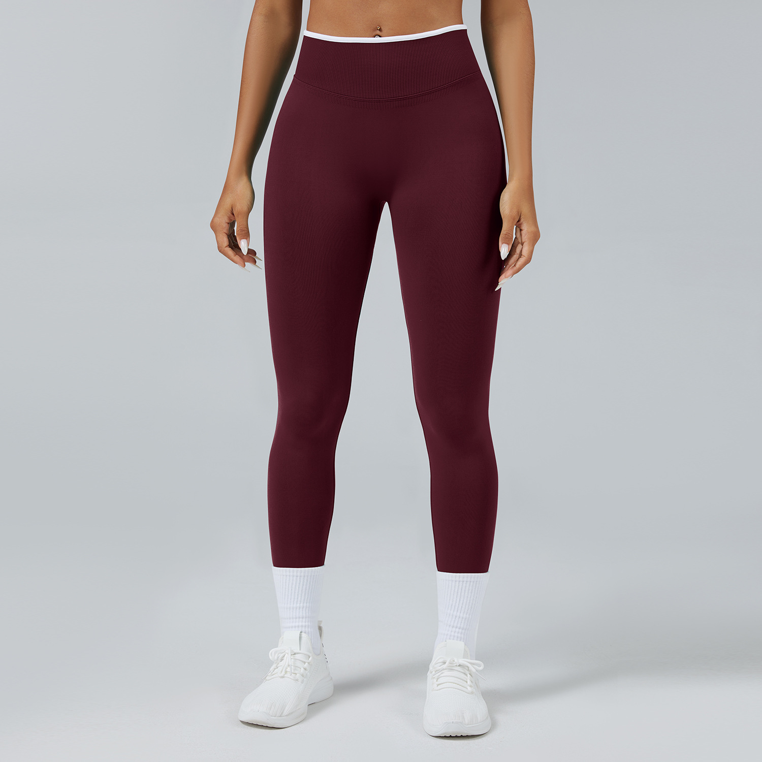 Seamless Knitted Tight High Waist Quick drying Sports Yoga Pants Chestnut Color - Shop at LoveMi