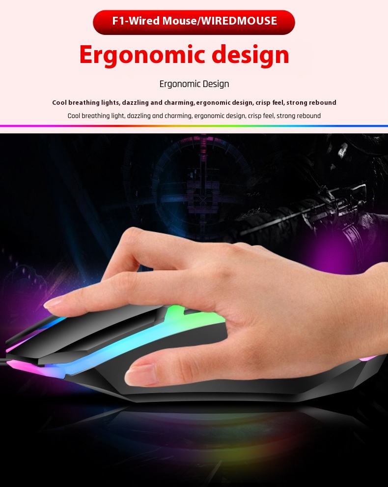 Wired Luminous Mouse Office Home Games USB Desktop Computers And Laptop Universal PlayerUnknown's Battlegrounds