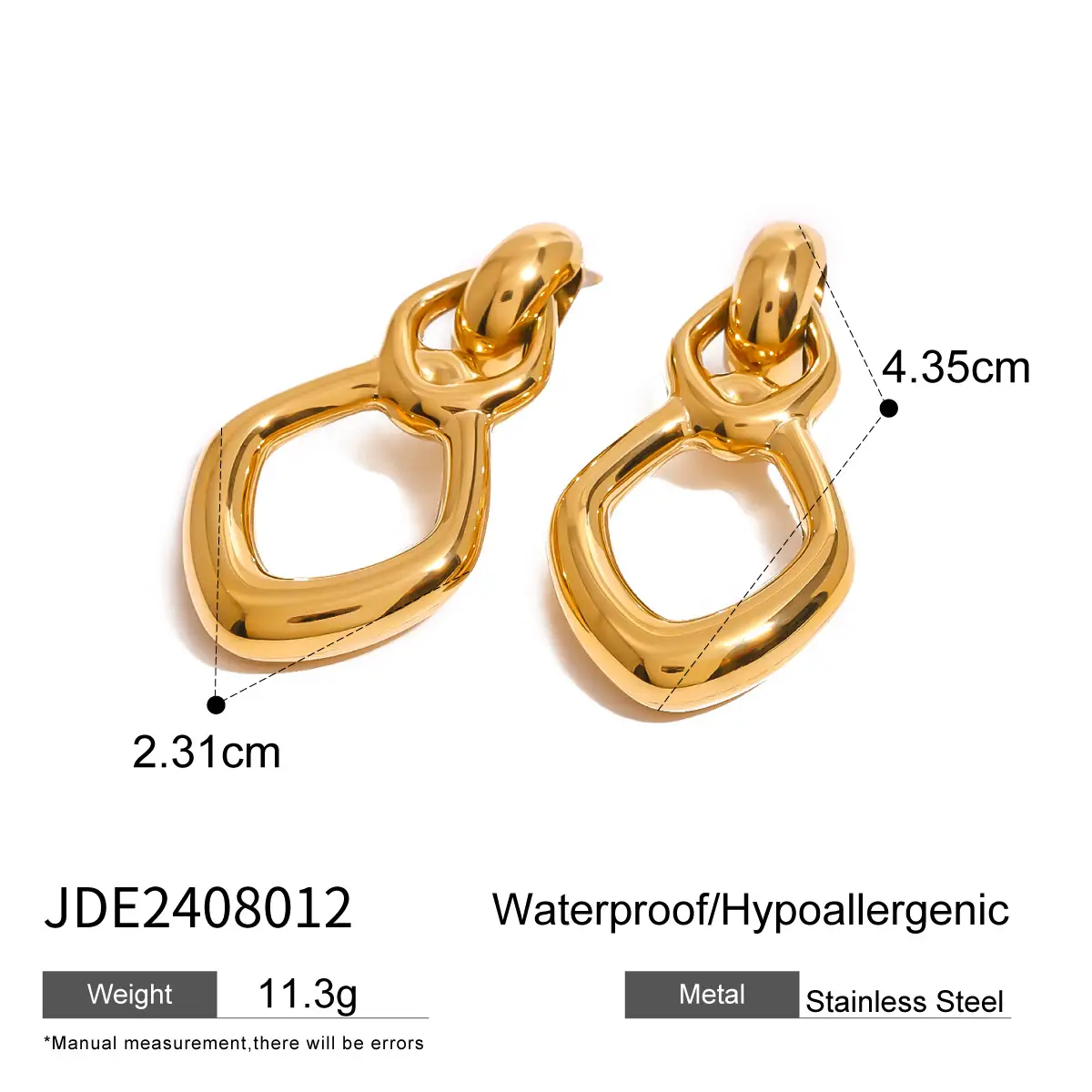 Stainless Steel Hollow Stud Earrings Advanced Geometry