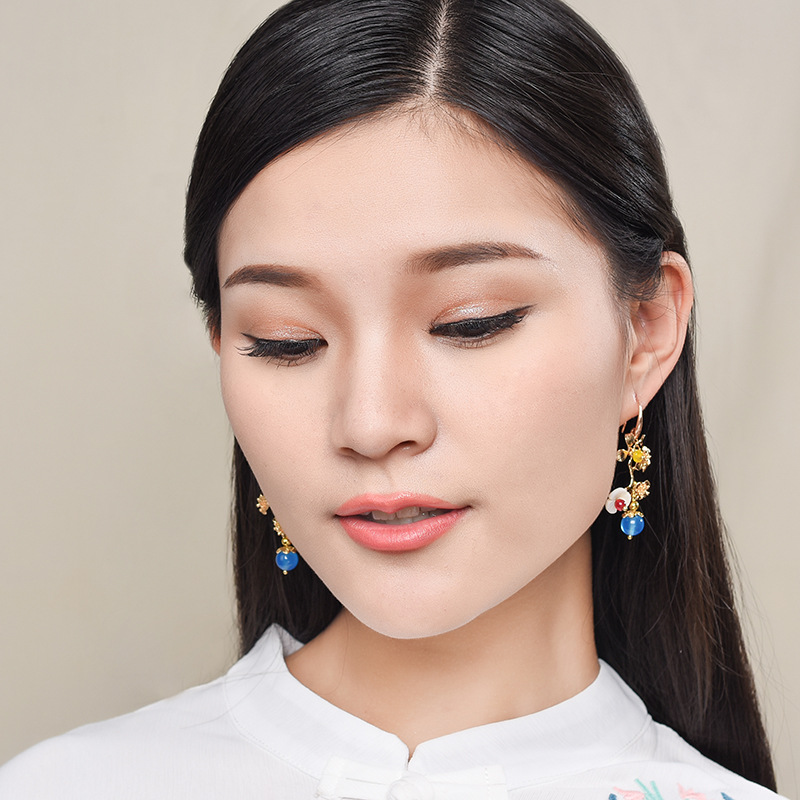 Female Asymmetric Original Design Plum Stud Earrings