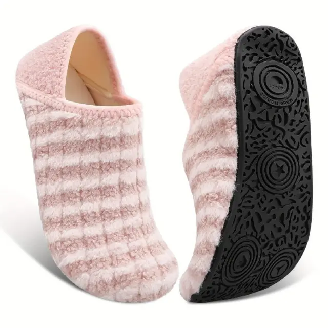 Women's Plush Flat Shoes Winter Warm Slip On Shoes Pink - Shop at LoveMi