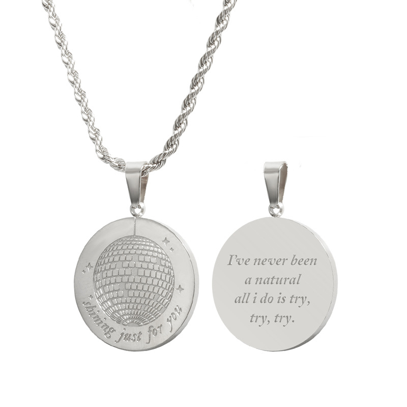 Round Pendant Stainless Steel Necklace For Women