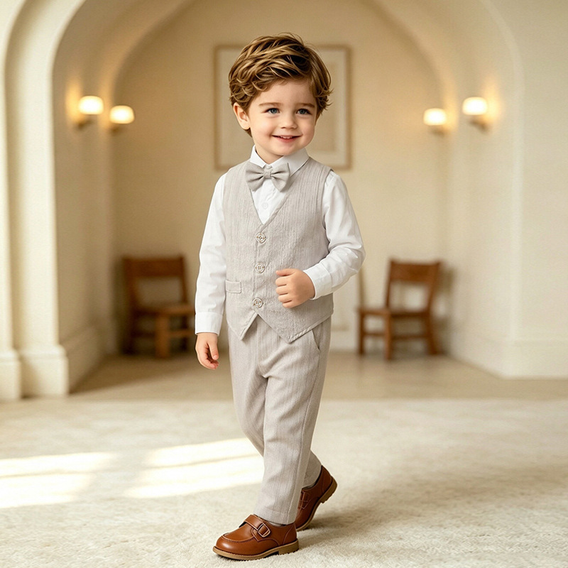 Childrens Clothing Baby Vest And Formal Three-piece Set