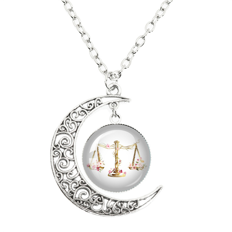 Balance Dome Glass Pendant Moon Necklace