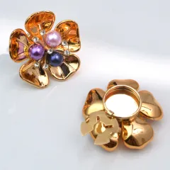 Cufflink Fashion Button Cover Rhinestone Cufflinks Turtle Buckle - Gold Flap Colourful Beads - View 1