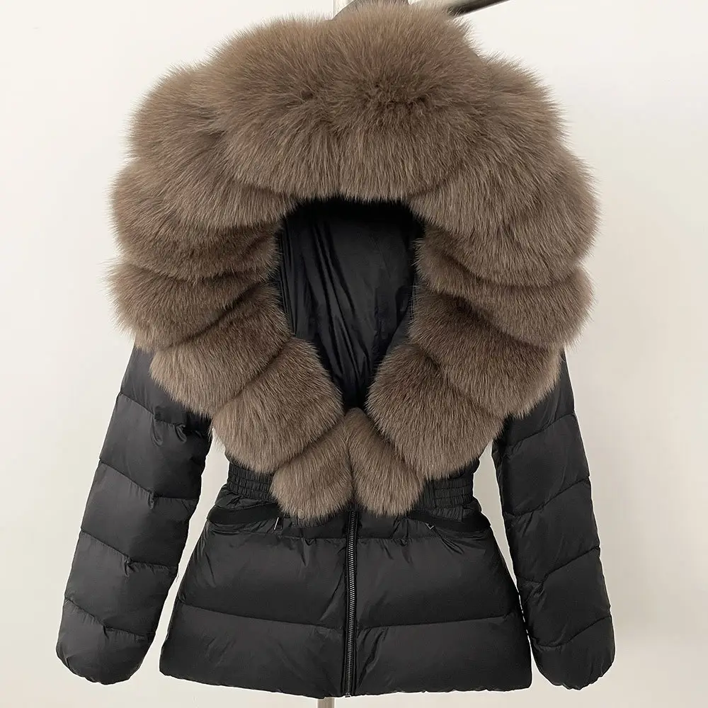 Short Women's Thickened Slim Fit Waist-tight Fur Down Jacket