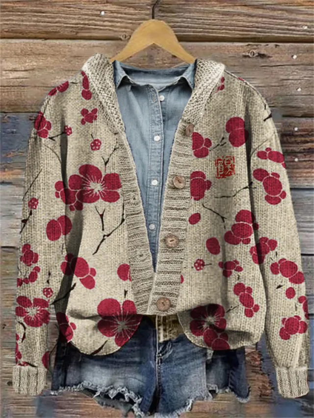 3D Digital Printing Cardigan Knitted Coat Women's Clothing Hzl202430290 S - Shop at LoveMi