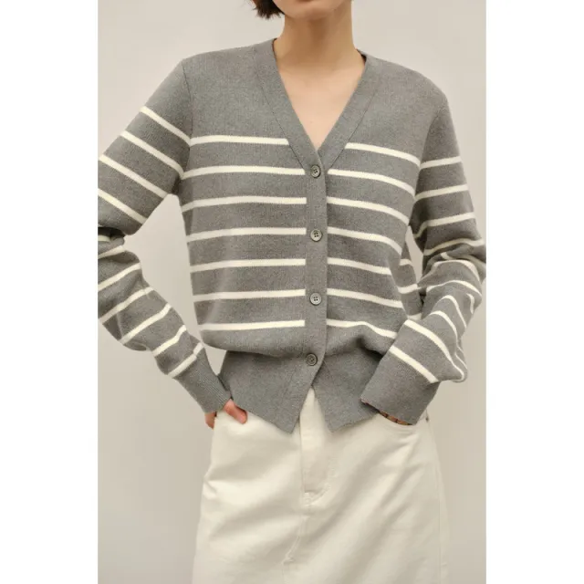 Classic Preppy Style Striped Knitted New All match Sweater Jacket Gray - Shop at LoveMi