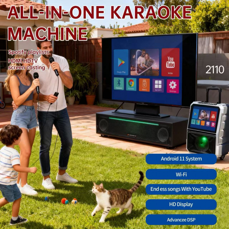 Machine à karaoké home KTV tout-en-un avec écran et deux microphones – Image 5