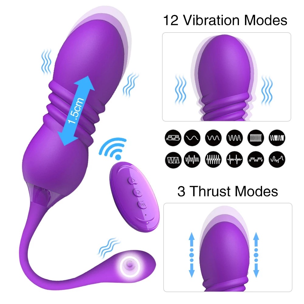 Telescoping Vibrating Egg With Wireless Remote Control For Women