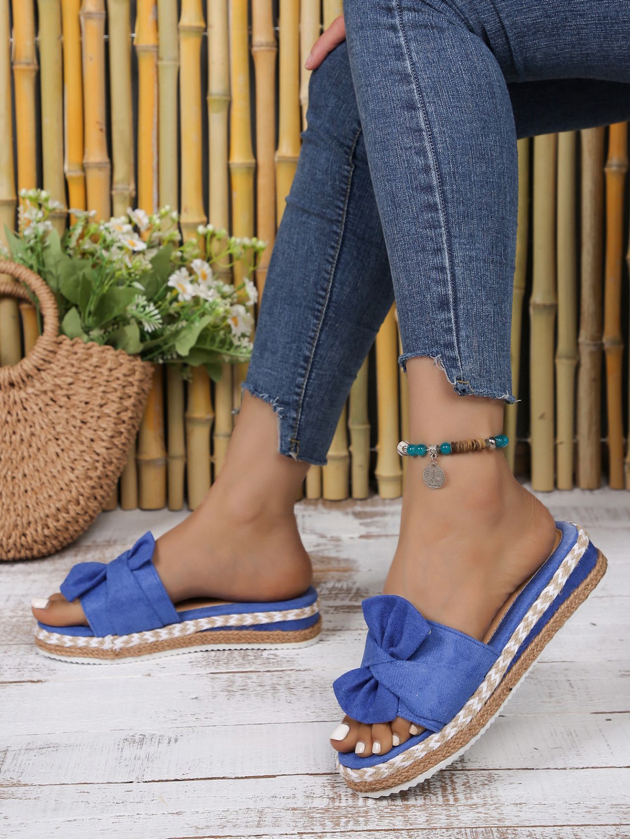 Women's Jute Rope Slippers - Slip-On Style - Sarah Express