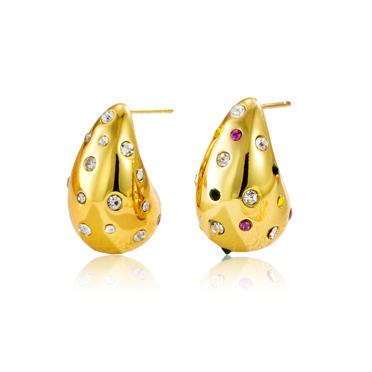 Stainless Steel Furnace Vacuum Vapor Plating Hollow Three-dimensional Water Drop Ear Studs