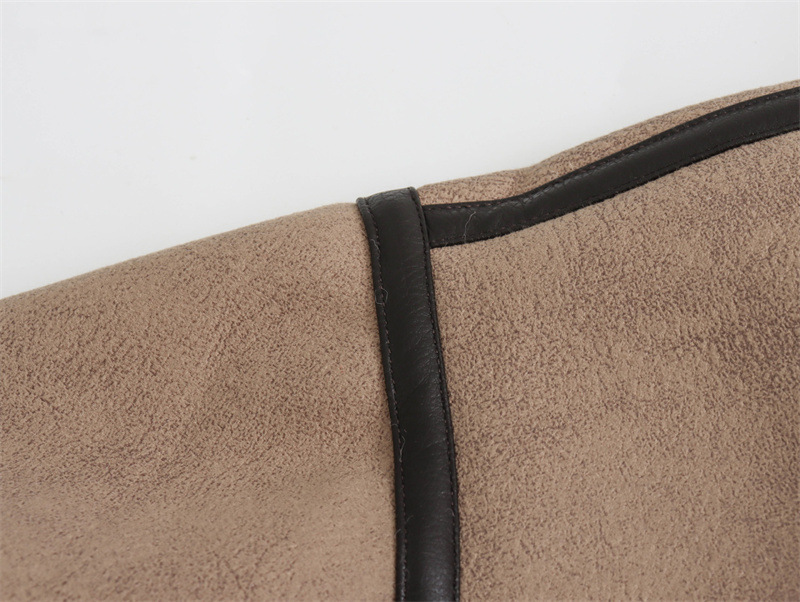 Women's Loose Long Sleeve Lamb Wool Splicing Coat