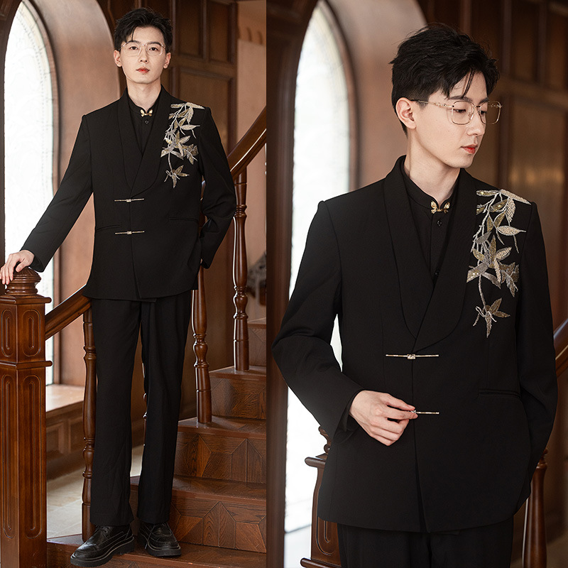 Bridegroom Wedding Suit Suit Zhongshan Suit Men - Picture 4 of 5