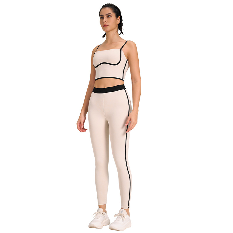 Sports Yoga Suit Two piece Set Nude Feel Double sided Sanding Outdoor Albumin - Shop at LoveMi