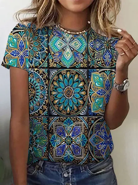 3D Digital Printing Women's Casual Crew Neck Top T shirt T Bude08 - Shop at LoveMi